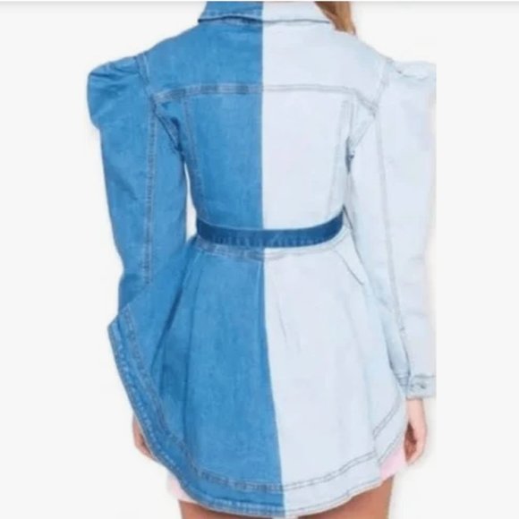 AZALEA WANG Gemini Blue Peplum Ruffled Denim Jacket Size 3XL Jean Akira - Picture 3 of 16